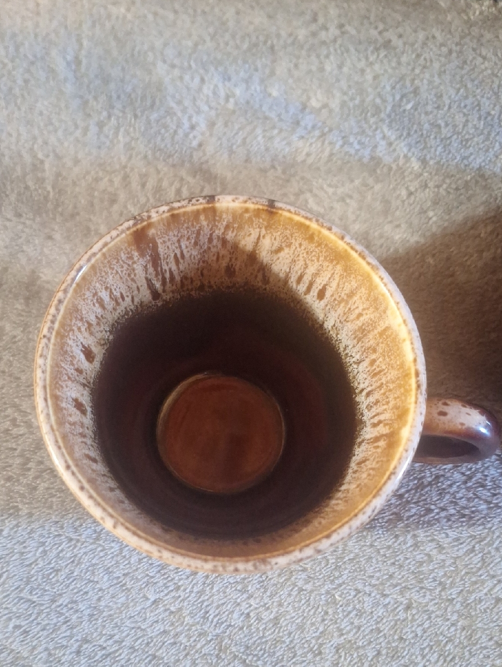 Vintage Brown Drip Glaze Ceramic Coffee Cups - Set of 2 - Picture 3 of 5